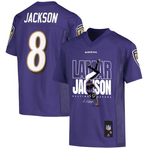 Lamar Jackson 8 Baltimore Ravens Lamar the Merrier Game YOUTH Jersey - Purple