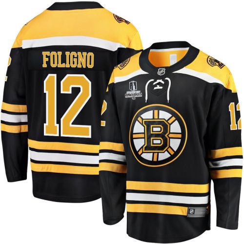 Nick Foligno 12 Boston Bruins Stanley Cup 2023 Playoffs Patch Home Breakaway Men Jersey - Black