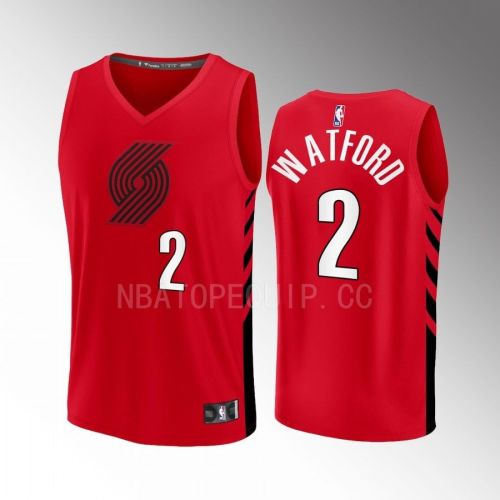 Portland Trail Blazers 2 Trendon Watford Statement Edition Men Jersey 2022-23 Fast Break Player Red