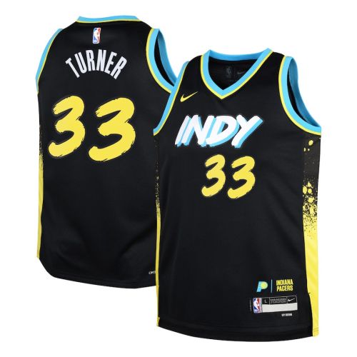 Myles Turner 33 Indiana Pacers 2023/24 City Edition Swingman YOUTH Jersey - Black