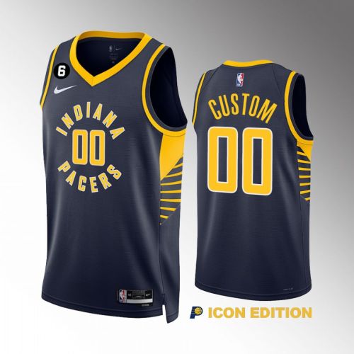 Custom 00 Indiana Pacers Navy Icon Edition 2022-23 Jersey Swingman