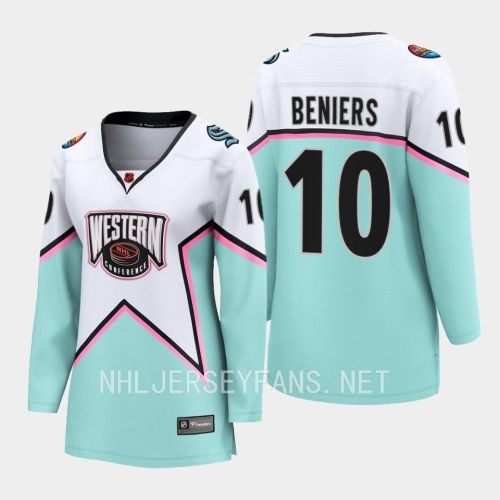 Matty Beniers 10 Seattle Kraken 2023 All-Star Game Jersey White Equipment