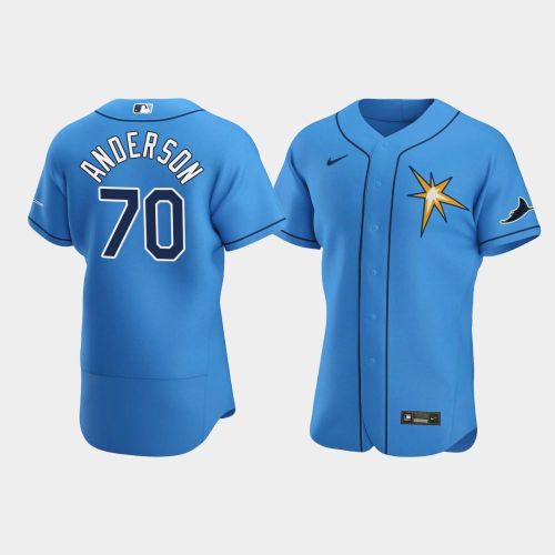 Men's Tampa Bay Rays 70 Nick Anderson Light Blue Alternate Jersey Jersey