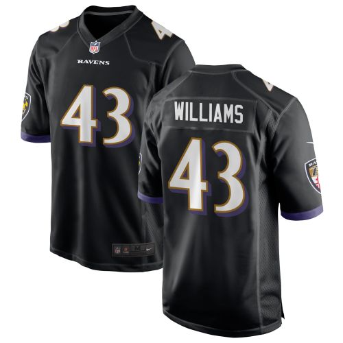 Baltimore Ravens Marcus Williams 43 Alternate Game Jersey - Black Jersey