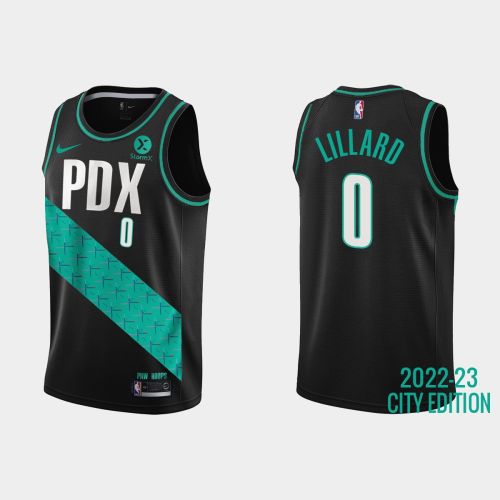 Portland Trail Blazers 0 Damian Lillard 2022-23 City Edition Black Men Jersey