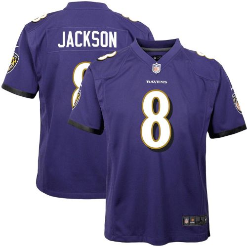 Lamar Jackson 8 Baltimore Ravens Youth Game Jersey - Purple