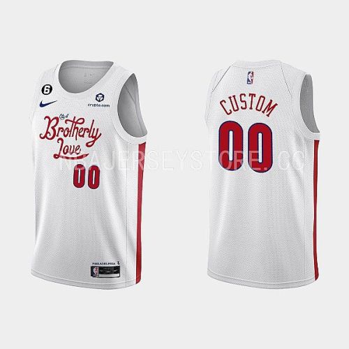 Philadelphia 76ers 00 Custom 2022-23 City Edition White Men Jersey