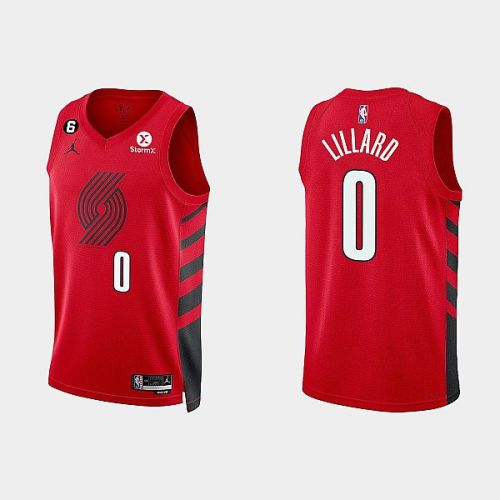 Portland Trail Blazers 0 Damian Lillard 2022-23 Statement Edition Red Men Jersey