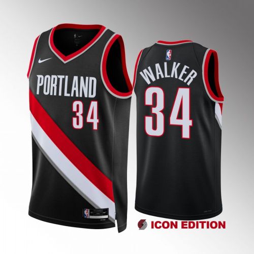 Jabari Walker 34 Portland Trail Blazers 2022-23 Icon Edition Black Jersey