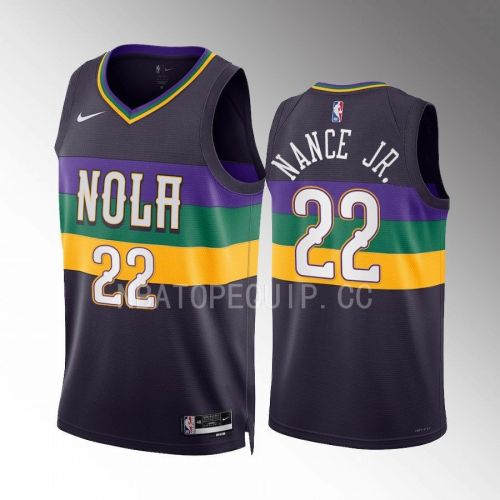 Larry Nance Jr. 22 New Orleans Pelicans Purple Jersey 2022-23 City Edition Swingman