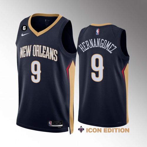 Willy Hernangomez 9 New Orleans Pelicans Navy Jersey 2022-23 Icon Edition NO.6 Patch