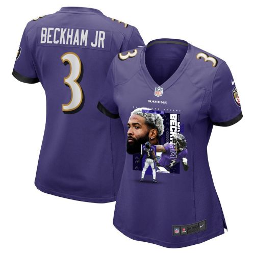 Odell Beckham Jr. 3 Baltimore Ravens OBJ Women Game Jersey - Purple