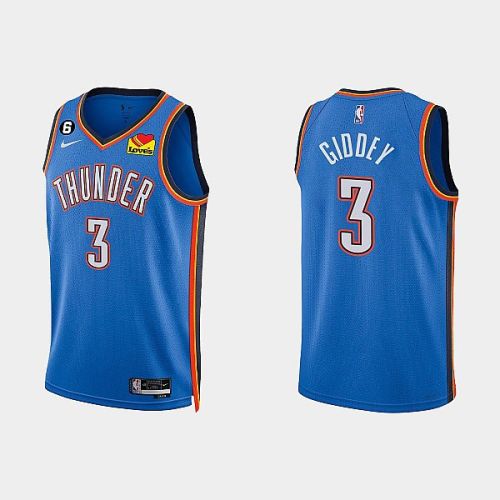 Oklahoma City Thunder 3 Josh Giddey 2022-23 Icon Edition White Men Jersey