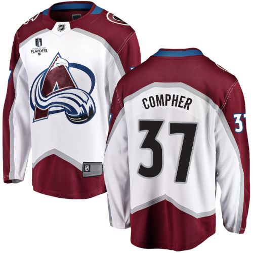 J.T. Compher 37 Colorado Avalanche Stanley Cup 2023 Playoffs Patch Away Breakaway Men Jersey - White