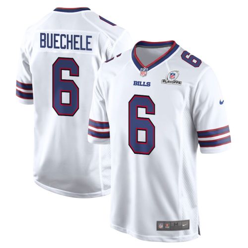 Shane Buechele 6 Buffalo Bills 2023 Playoffs Patch Game Men Jersey - White