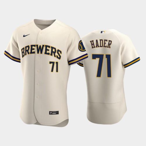 Milwaukee Brewers 71 Josh Hader Home Team Cream Jersey Jersey