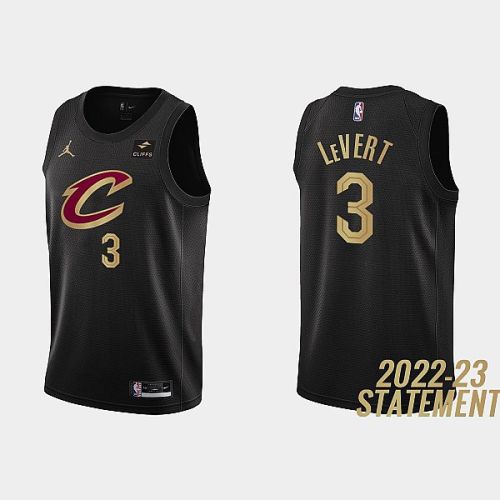 Cleveland Cavaliers 3 Caris LeVert 2022-23 Statement Edition Black Men Jersey