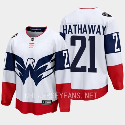 Garnet Hathaway 21 Washington Capitals 2023 Jersey Stadium White Primegreen