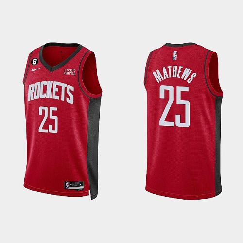 Houston Rockets 25 Garrison Mathews 2022-23 Icon Edition Red Men Jersey