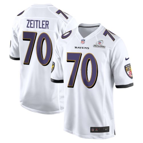 Kevin Zeitler 70 Baltimore Ravens 2024 Divisional Patch Game Men Jersey - White