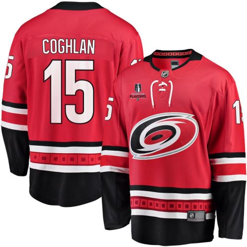 Dylan Coghlan 15 Carolina Hurricanes Stanley Cup 2023 Playoffs Patch Home Breakaway Men Jersey - Red