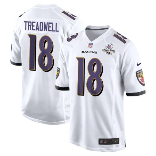 Laquon Treadwell 18 Baltimore Ravens 2023 Playoffs Patch Game Men Jersey - White