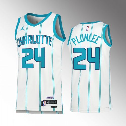 Mason Plumlee 24 2022-23 Charlotte Hornets White Association Edition Jersey Swingman