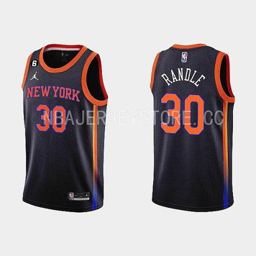 New York Knicks 30 Julius Randle 2022-23 Statement Edition Black Men Jersey