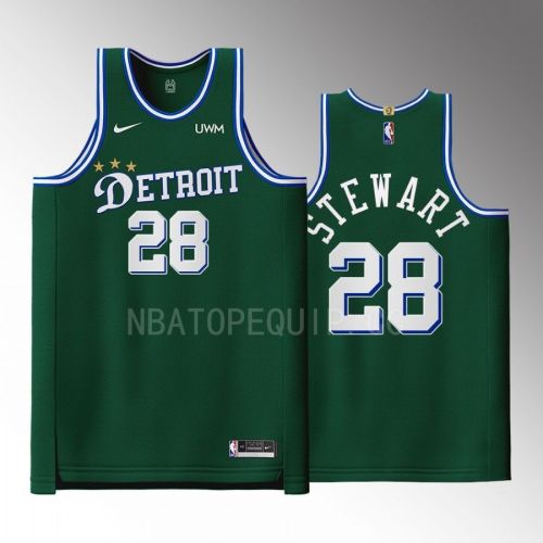 Detroit Pistons 28 Isaiah Stewart Green Men Jersey 2022-23 City Edition