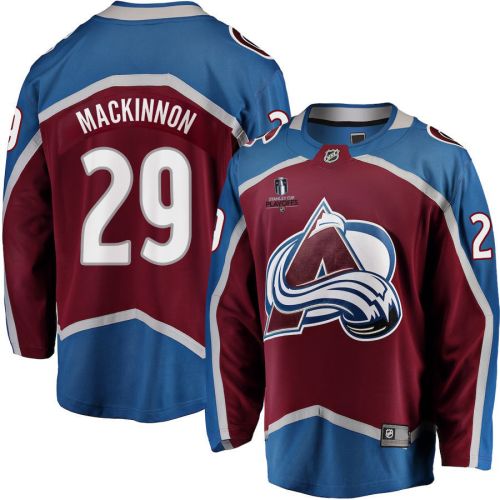 Nathan MacKinnon 29 Colorado Avalanche Stanley Cup 2023 Playoffs Patch Home Breakaway Men Jersey - Burgundy