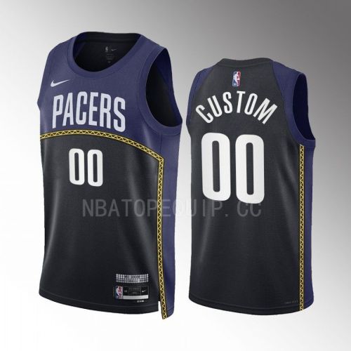 Custom 00 Indiana Pacers 2022-23 City Edition Black Navy Jersey Swingman