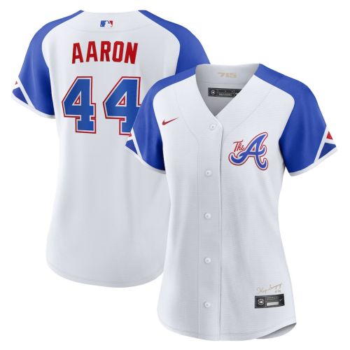 Hank Aaron 44 Atlanta Braves 2023 City Connect Women Jersey - White