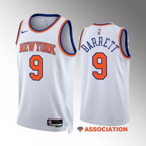 RJ Barrett 9 New York Knicks White Jersey 2022-23 Association Edition Swingman