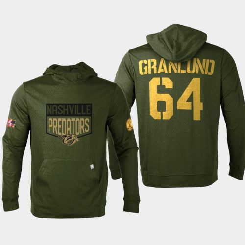 Nashville Predators 64 Mikael Granlund 2022 Salute to Service Olive Pullover Hoodie