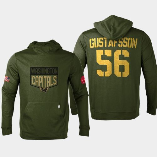 Washington Capitals Erik Gustafsson 56 2022 Salute to Service Olive Hoodie