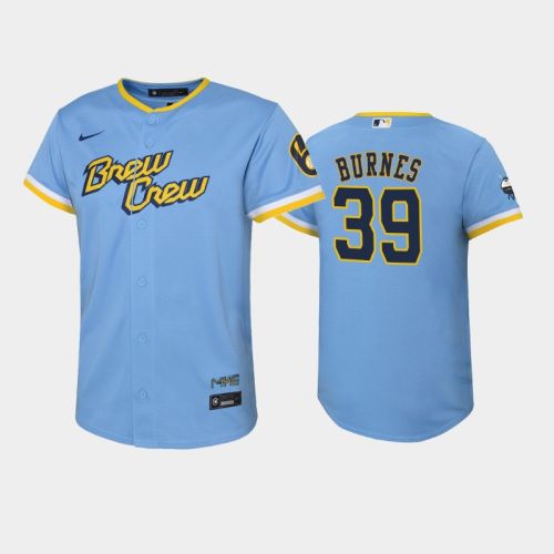 2022-23 City Connect Youth Milwaukee Brewers Corbin Burnes 39 Corbin Burnes Jersey - Powder Blue