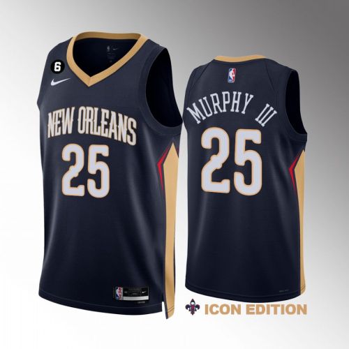 Trey Murphy III 25 New Orleans Pelicans Navy Jersey 2022-23 Icon Edition NO.6 Patch