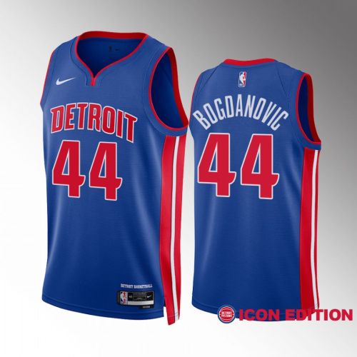 Detroit Pistons Bojan Bogdanovic 44 Blue Icon Edition Jersey 2022-23 Swingman