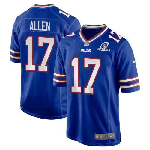 Josh Allen 17 Buffalo Bills 2023 Playoffs Patch Game Men Jersey - Royal