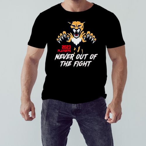 Florida Panthers 2023 Playoffs Yellow Never Out Of The Fight T-Shirt- Black