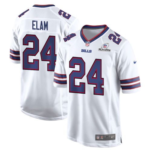 Kaiir Elam 24 Buffalo Bills 2023 Playoffs Patch Game Men Jersey - White