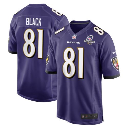 Tarik Black 81 Baltimore Ravens 2023 Playoffs Patch Game Men Jersey - Purple