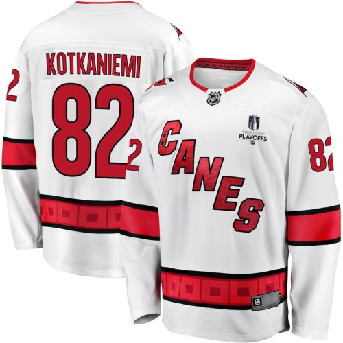 Jesperi Kotkaniemi 82 Carolina Hurricanes Stanley Cup 2023 Playoffs Patch Away Breakaway Men Jersey - White