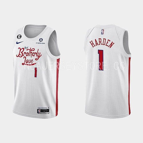 Philadelphia 76ers 1 James Harden 2022-23 City Edition White Men Jersey