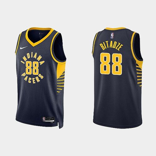 Indiana Pacers 88 Goga Bitadze 2022-23 Icon Edition Black Men Jersey