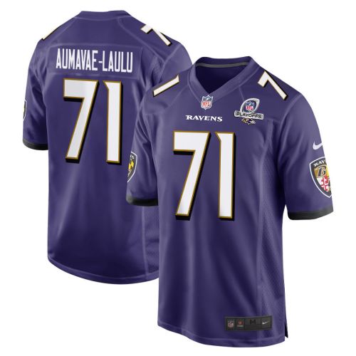 Malaesala Aumavae-Laulu 71 Baltimore Ravens 2023 Playoffs Patch Game Men Jersey - Purple