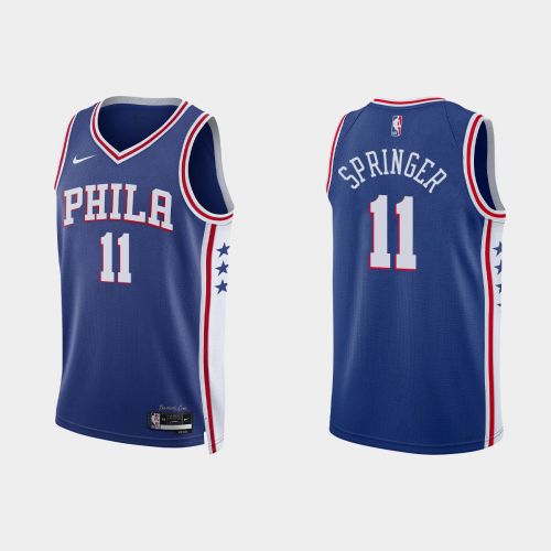 Philadelphia 76ers 11 Jaden Springer 2022-23 Icon Edition Royal Men Jersey