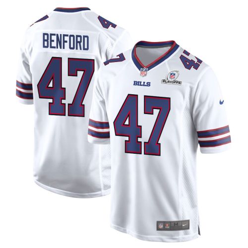 Christian Benford 47 Buffalo Bills 2023 Playoffs Patch Game Men Jersey - White