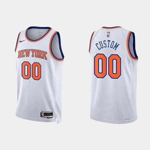 New York Knicks Custom 00 2022-23 Association Edition White Men Jersey Swingman