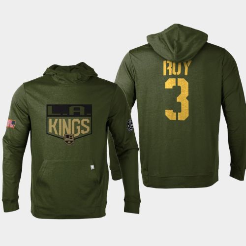 Los Angeles Kings 3 Matt Roy 2022 Salute to Service Olive Pullover Hoodie